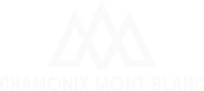 Logo of Chamonix-Mont-Blanc featuring a stylized white mountain silhouette on a transparent background.