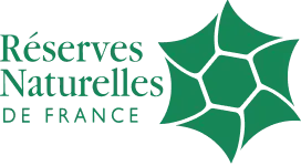 Logo of Réserves Naturelles de France featuring a green geometric emblem and the organization’s name in green text.